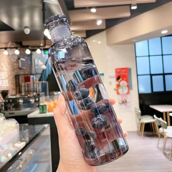 Newest Water Cup Sport Water Bottle With Time Scale Couple Plastic Portable Water Container Anti-drop Outdoor Water Bottle - Image 5