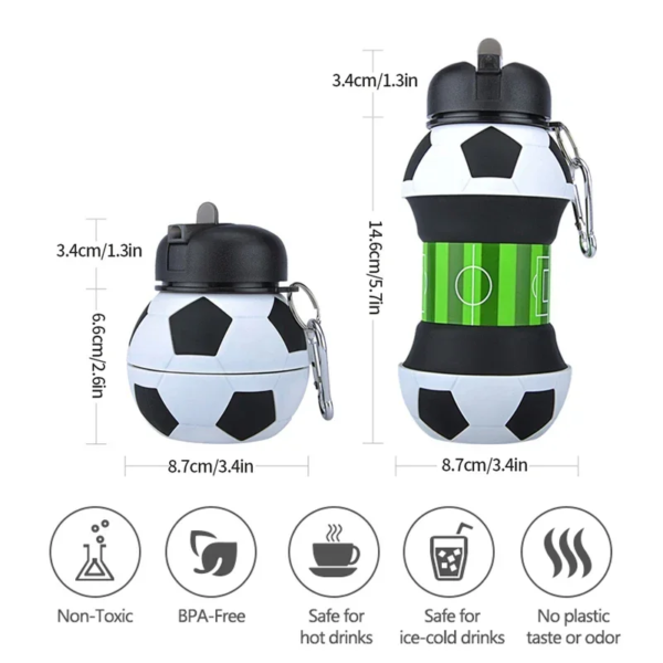 Kids Fold Outdoor Sports Water Cups Basketball/Football Bottle,Student Leakproof Portable Kids Water Bottle,Can Hang Backpack