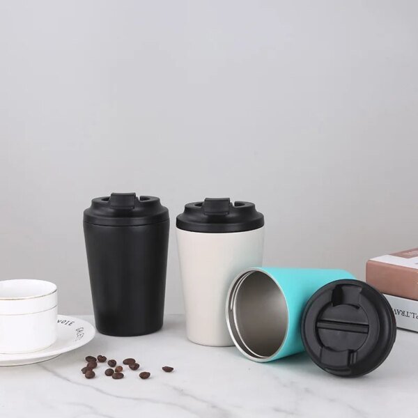 Simple and Stylish Vacuum Flask Coffee Cup304 Stainless Steel American Style Portable for Travel Vehicle-mounted Leak-proof Cup - Image 2