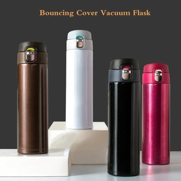 500ML Stainless Steel Bouncing Cover Vacuum Flask Thermos Cup Coffee Tea Milk Thermo Bottle - Image 3